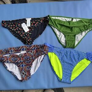 Lot Of 4 New  Swimsuit Bikini Bottoms Sz Juniors Girls  XL